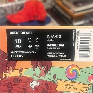 Reebok Question Mid Infant Shoes - White, Pink, Green